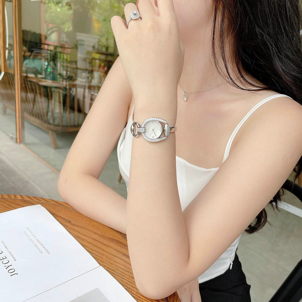 Gucci Horsebit Collection Diamonds Mother of Pearl Dial Silver Steel Strap Watch For Women - YA139505