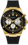 Guess Poseidon Chronograph Black Dial Black Rubber Strap Watch for Men - GW0057G1