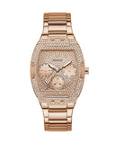 Guess Raven Diamonds Rose Gold Dial Rose Gold Steel Strap Watch for Women - GW0104L3