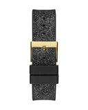 Guess Raven Diamonds Champagne Dial Black Rubber Strap Watch For Women - GW0105L2