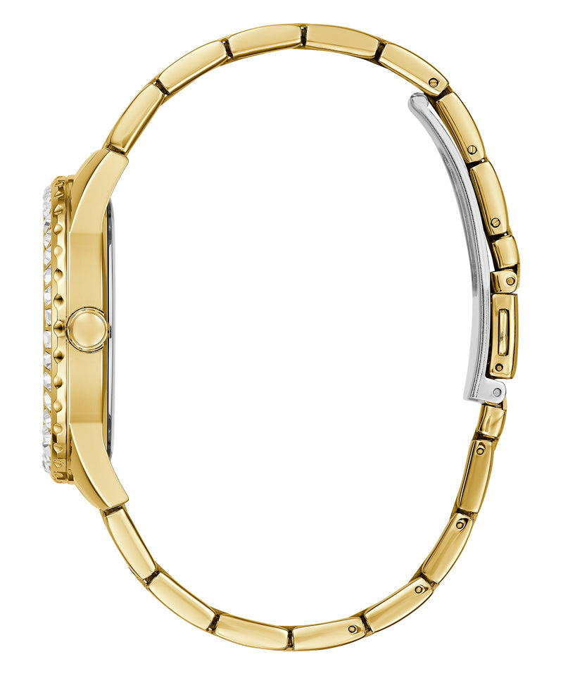 Guess Sparkler Diamonds Black Dial Gold Steel Strap Watch for Women - GW0111L2