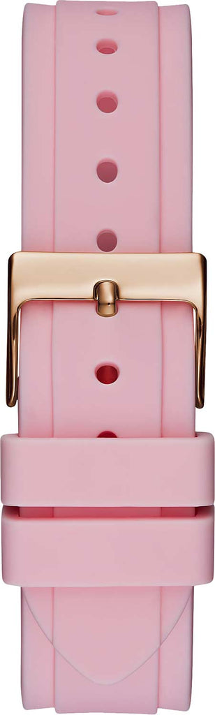 Guess Solstice Diamonds White Dial Pink Rubber Strap Watch For Women - GW0113L4