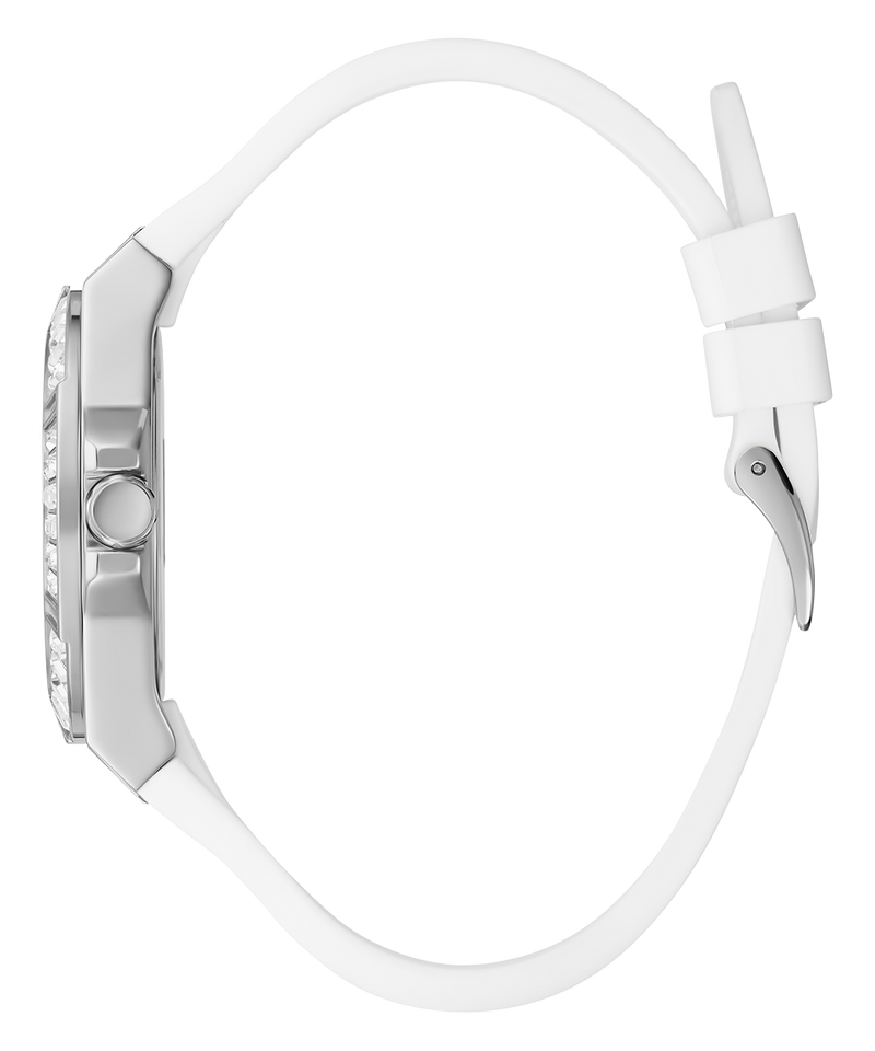 Guess Venus Diamonds White Dial White Rubber Strap Watch for Women - GW0118L3