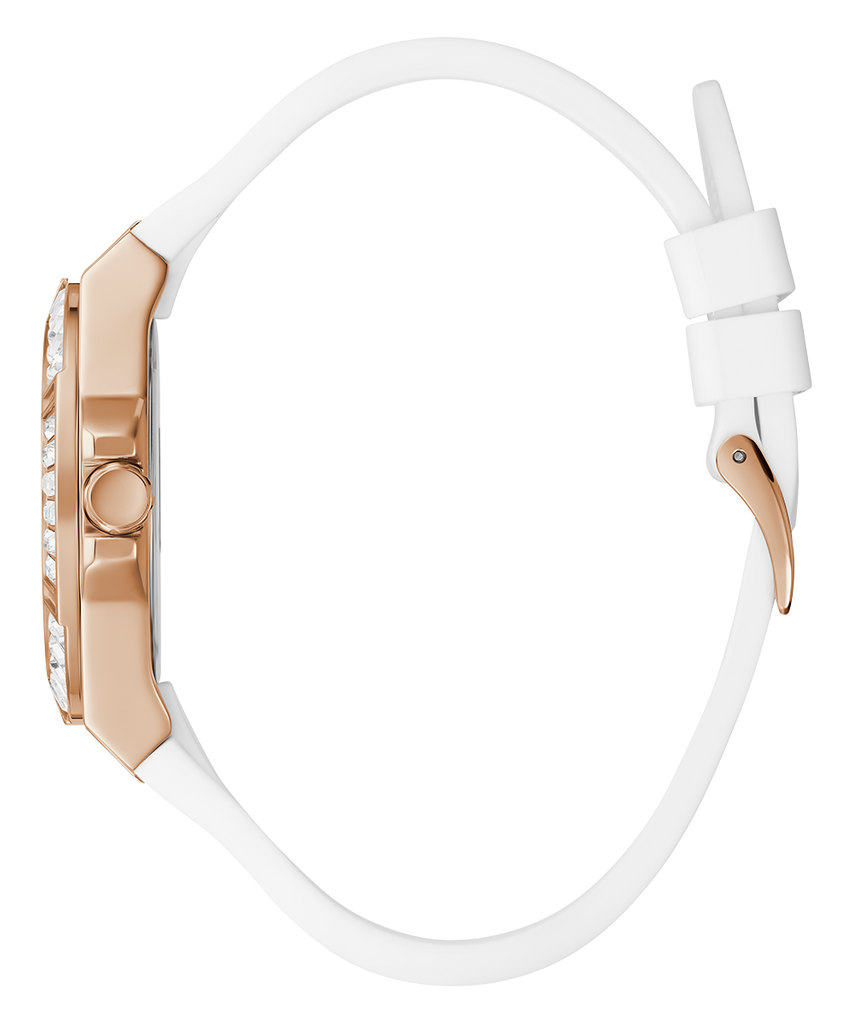 Guess Venus Diamonds White Dial White Rubber Strap Watch for Women - GW0118L4