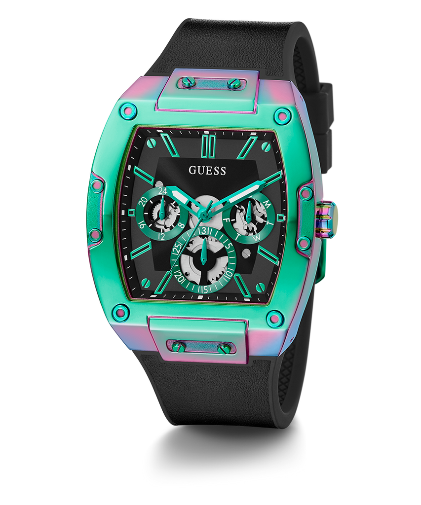 Guess Phoenix Multifunction Black Dial Black Rubber Strap Watch for Men - GW0202G5