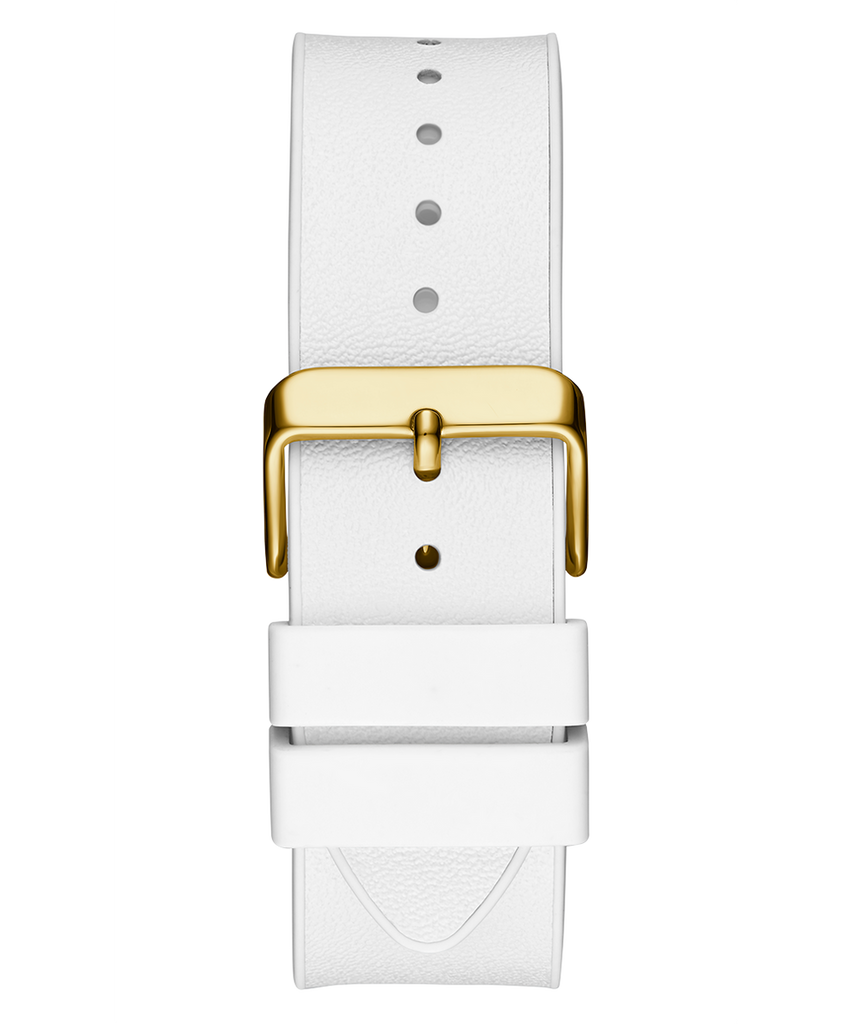 Guess Phoenix Multifunction Gold Dial White Leather Strap Watch for Men - GW0202G6