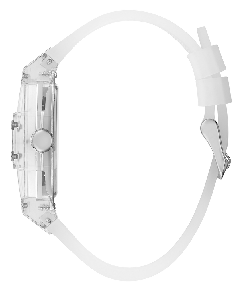 Guess Phoenix Multi Function Silver Dial White Rubber Strap Watch for Men - GW0203G1