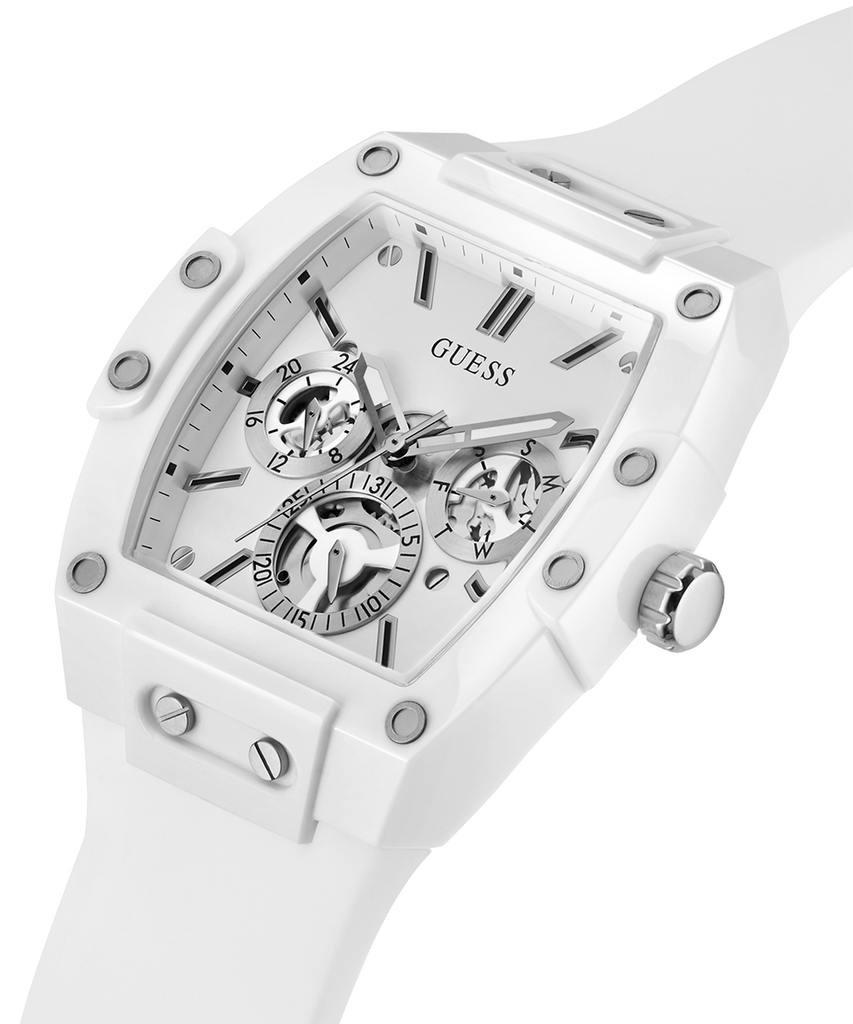 Guess Phoenix Multifunction White Dial White Rubber Strap Watch for Men - GW0203G2