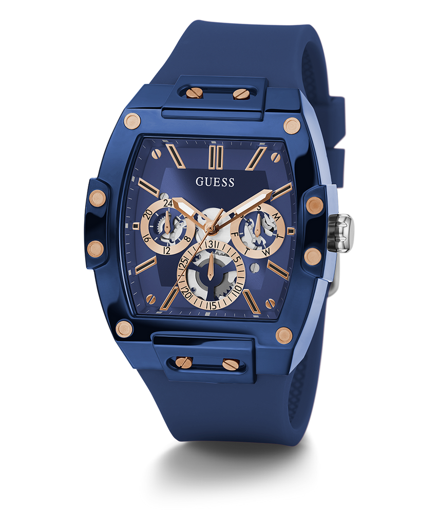 Guess Phoenix Multifunction Blue Dial Blue Rubber Strap Watch for Men - GW0203G7