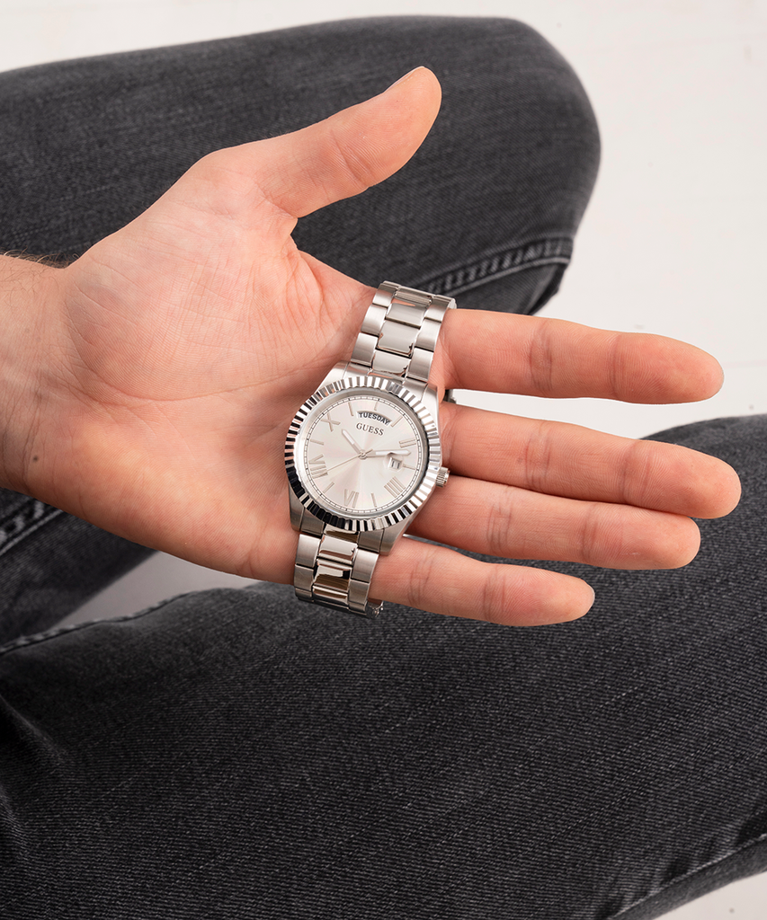 Guess Connoisseur Silver Dial Silver Steel Strap Watch for Men - GW0265G6