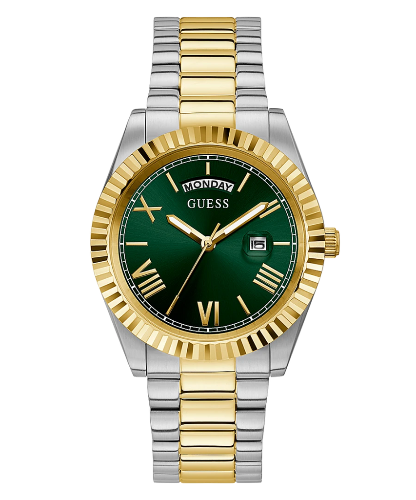 Guess Connoisseur Green Dial Two Tone Steel Strap Watch for Men - GW0265G8