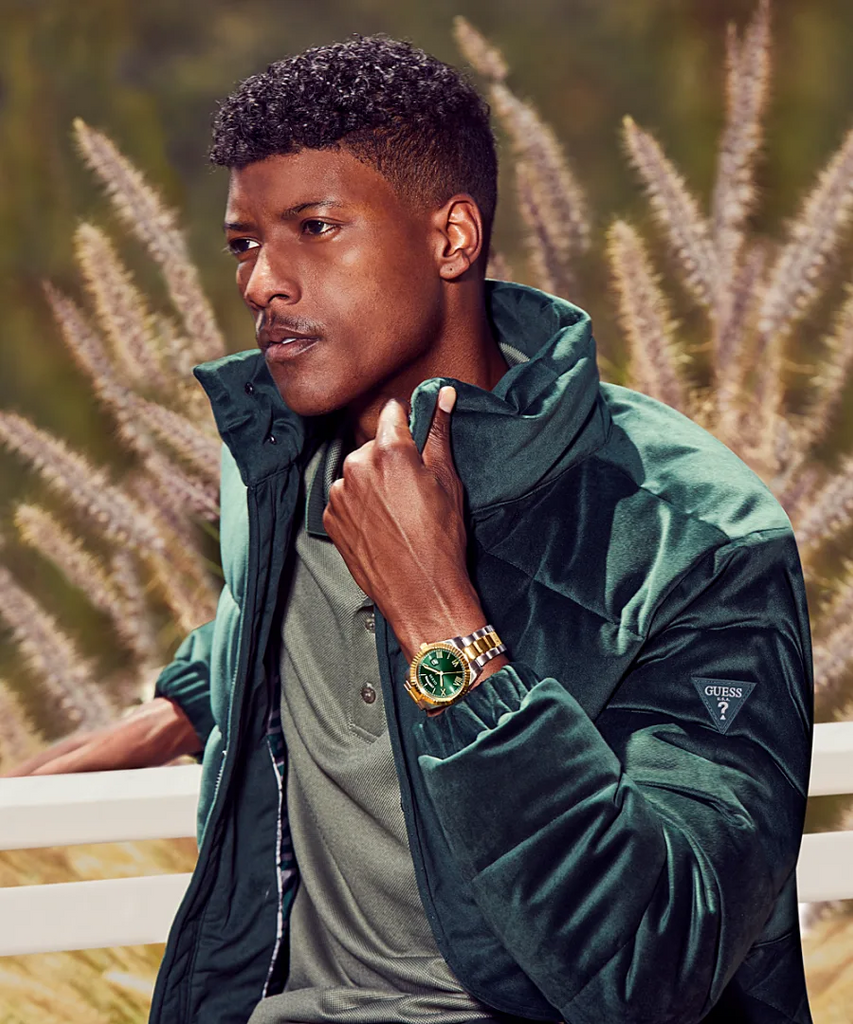 Guess Connoisseur Green Dial Two Tone Steel Strap Watch for Men - GW0265G8