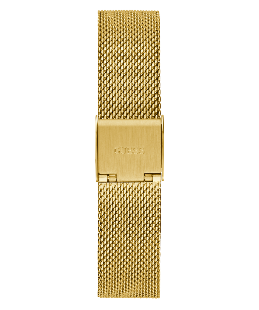 Guess Quartz Red Dial Gold Mesh Strap Watch For Women - GW0354L4