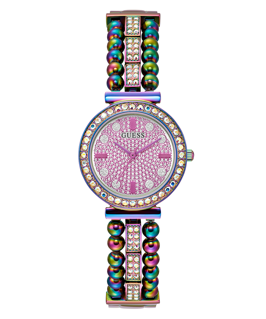 Guess Intricate Iridescent Crystals Purple Dial Purple Steel Strap Watch for Women - GW0401L4