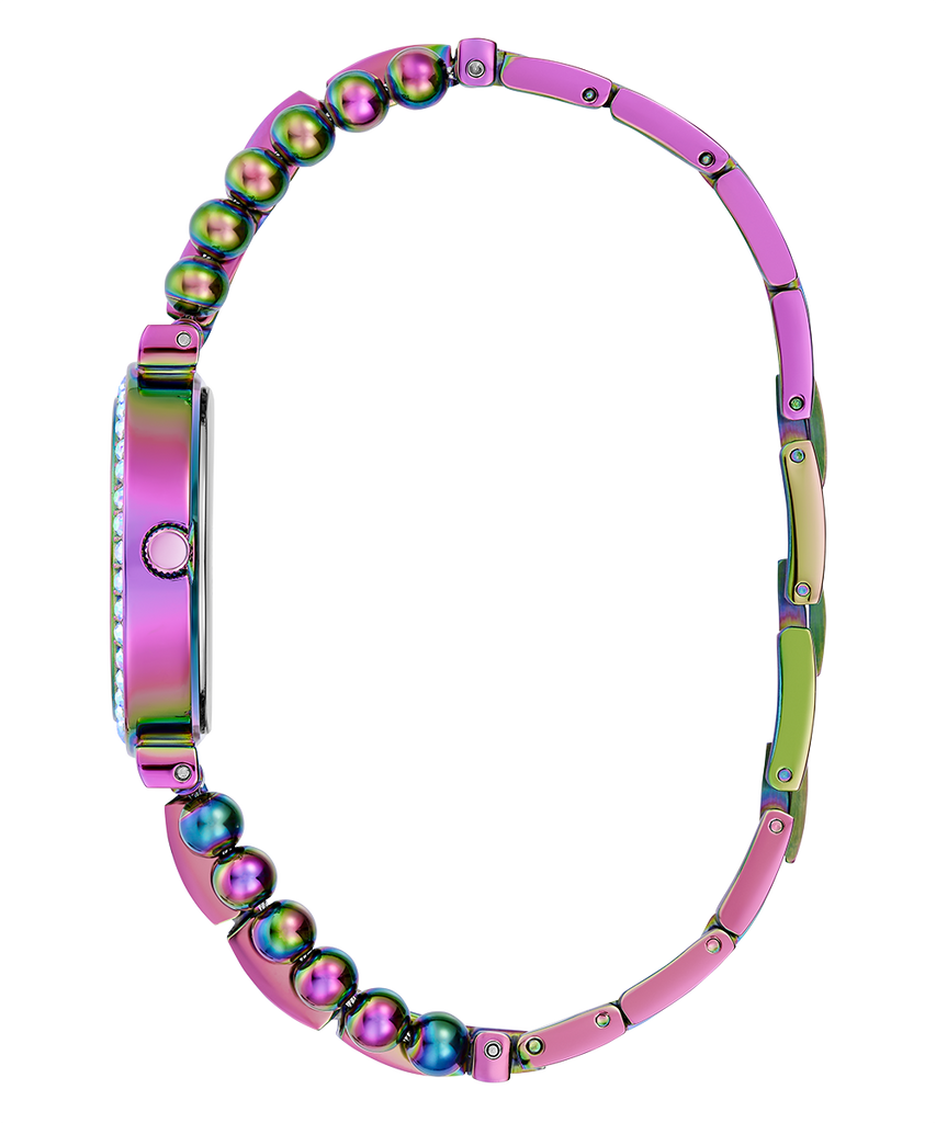 Guess Intricate Iridescent Crystals Purple Dial Purple Steel Strap Watch for Women - GW0401L4