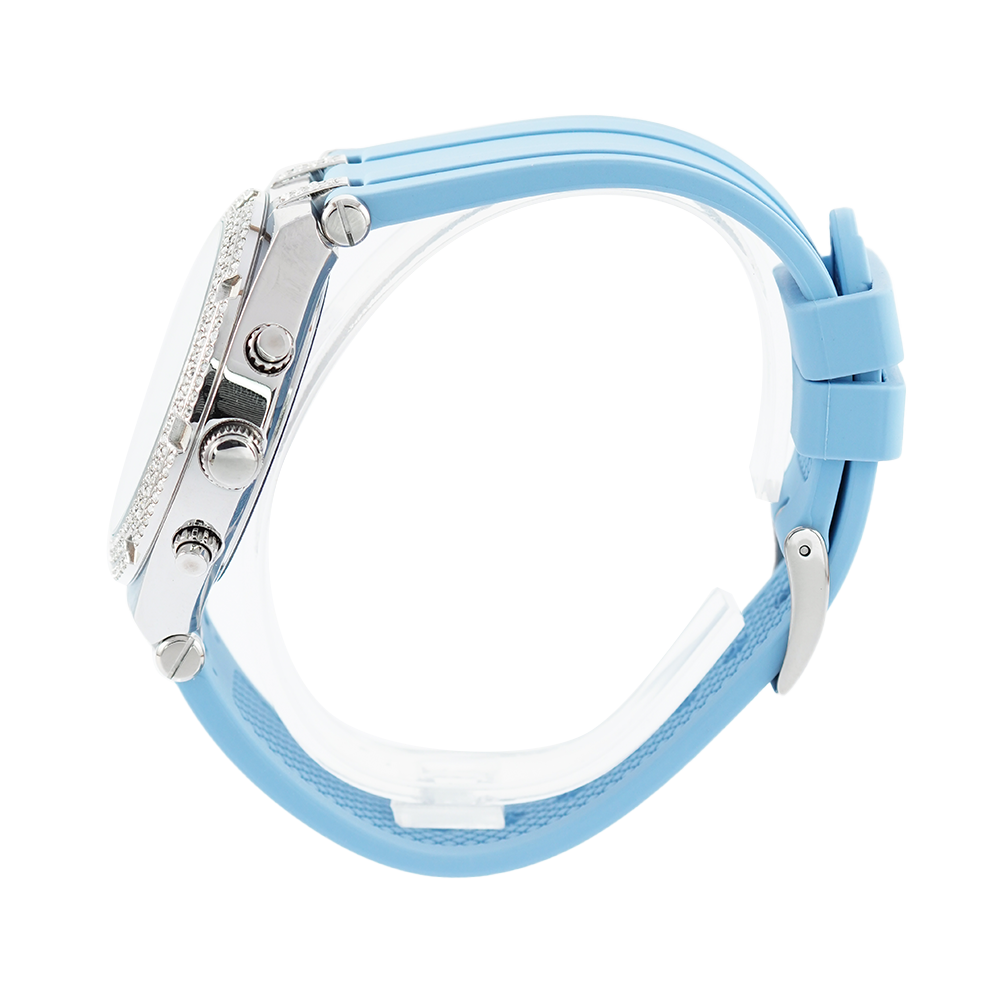 Guess Heiress Diamonds Blue Dial Blue Rubber Strap Watch for Women - GW0407L1