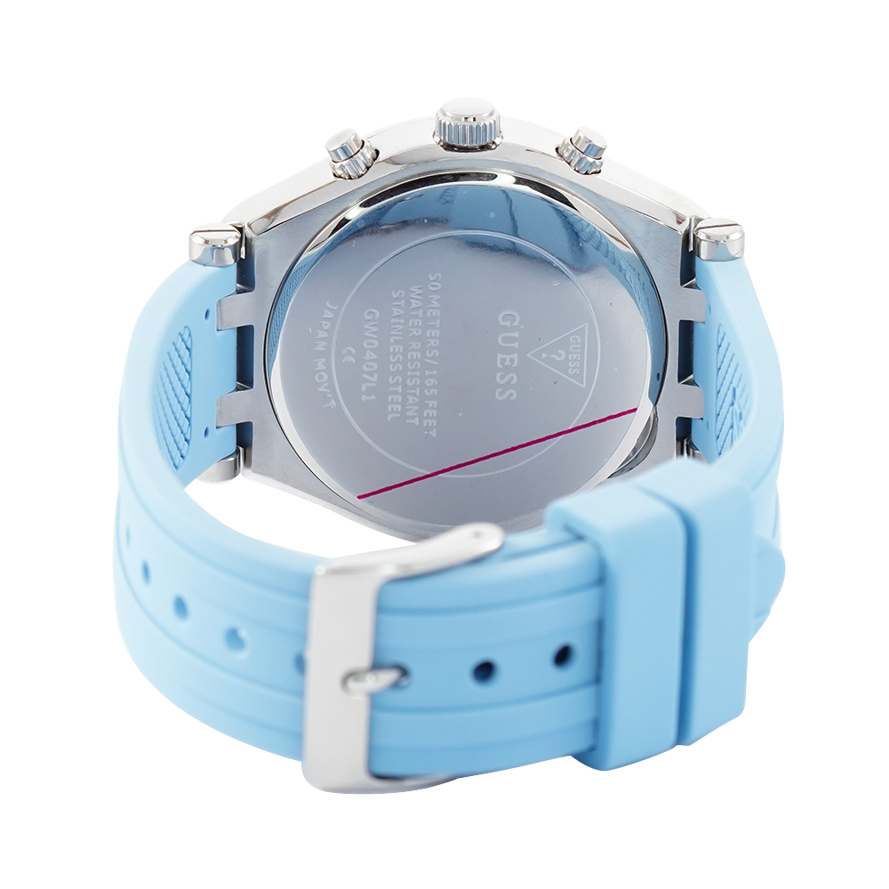 Guess Heiress Diamonds Blue Dial Blue Rubber Strap Watch for Women - GW0407L1