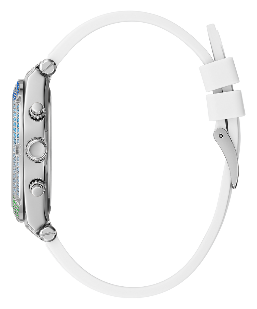 Guess Glitz Pride Limited Edition White Dial White Rubber Strap Watch for Women - GW0407L4