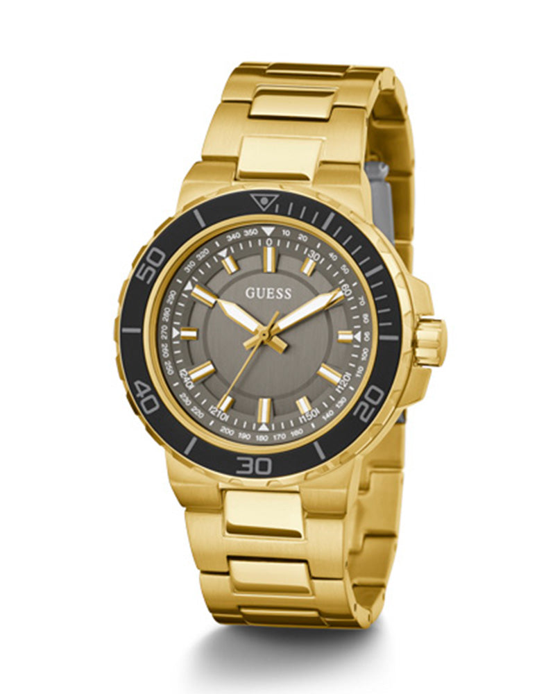 Guess Track Grey Dial Gold Steel Strap Watch for Men - GW0426G2
