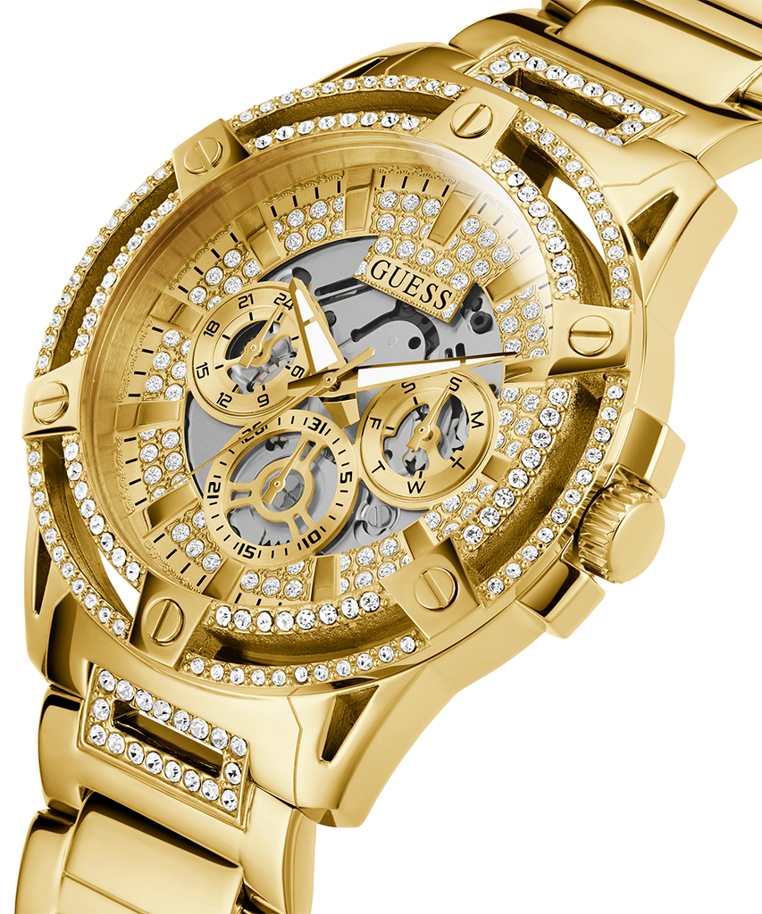 Guess Queen Quartz Gold Dial Gold Steel Strap Watch For Men - GW0497G2