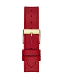Guess Fame Quartz Gold Dial Red Leather Strap Watch For Women - GW0504L2