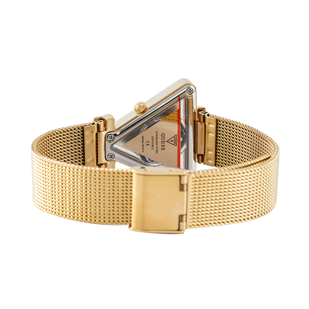 Guess Fame Diamonds Gold Dial Gold Mesh Bracelet Watch for Women - GW0508L2