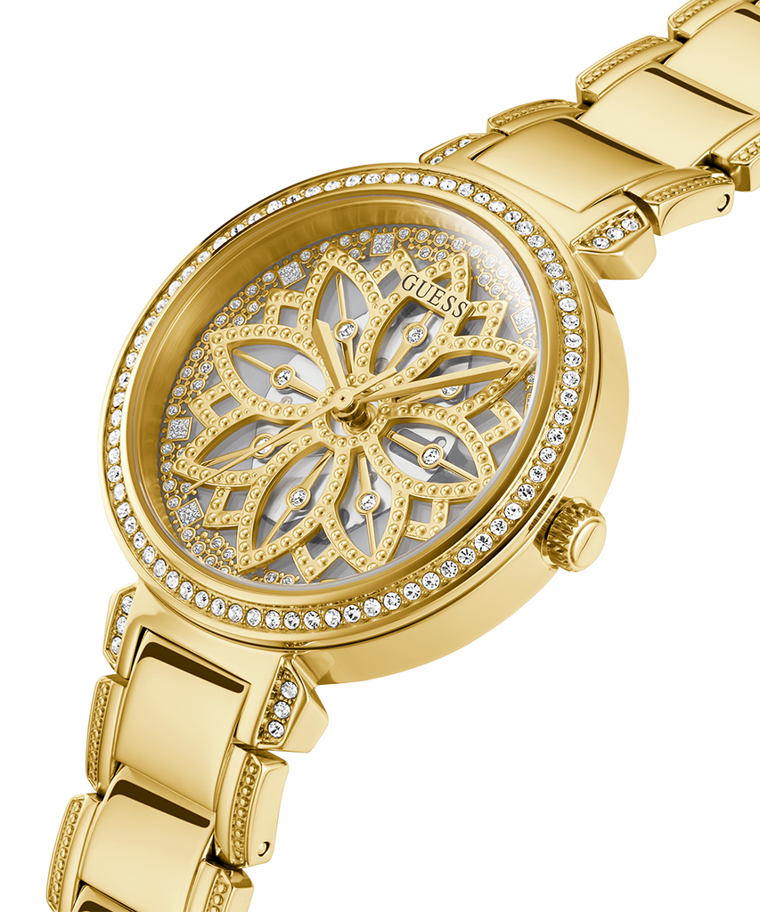 Guess Lily Quartz Gold Dial Gold Steel Strap Watch For Women - GW0528L2