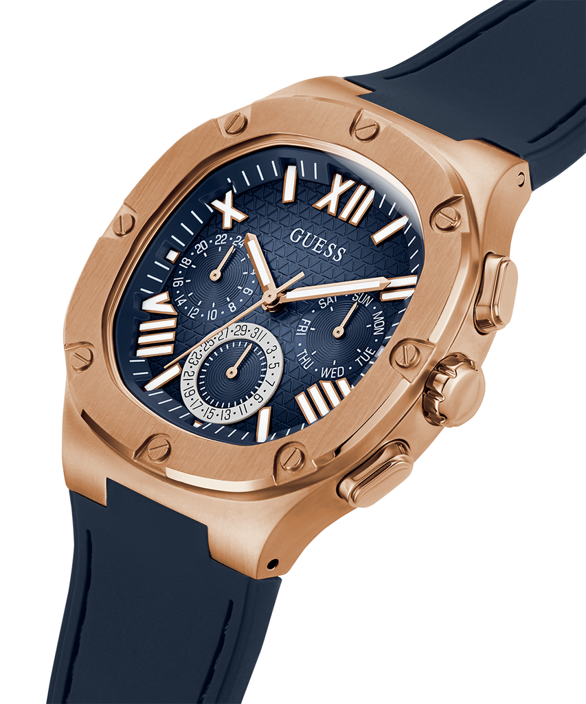 Guess Headline Multifunction Quartz Blue Dial Blue Silicone Strap Watch For Men - GW0571G2