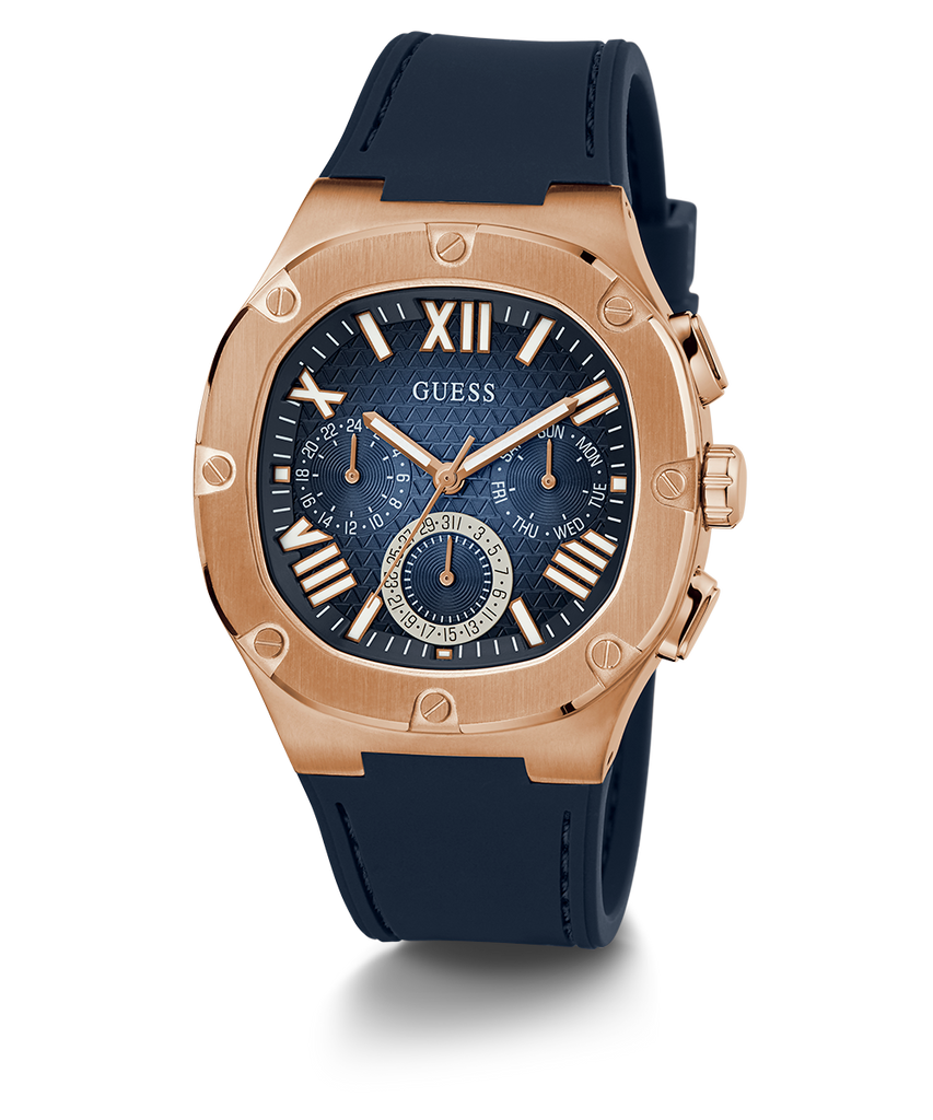 Guess Headline Multifunction Quartz Blue Dial Blue Silicone Strap Watch For Men - GW0571G2