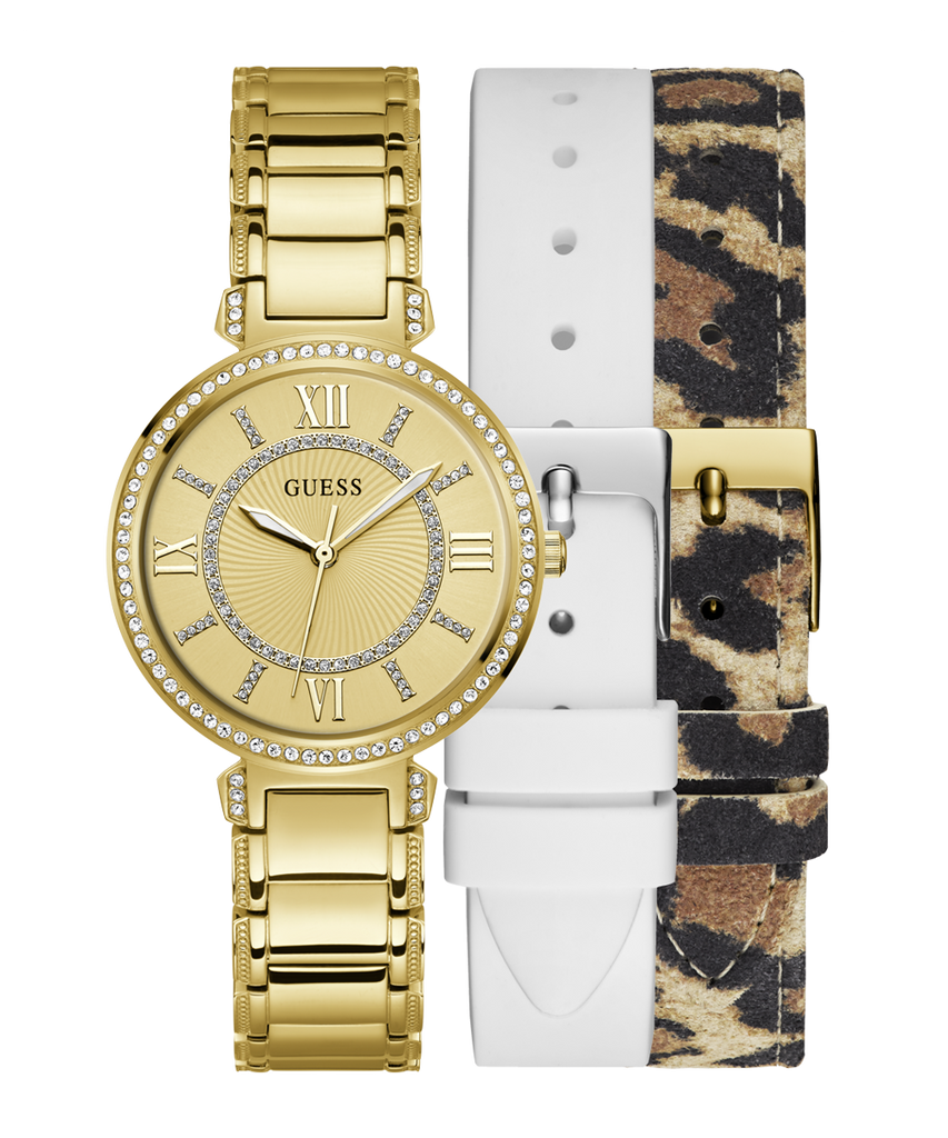 Guess Montage Quartz Gold Dial Gold Steel Strap Watch For Women - GW0588L1