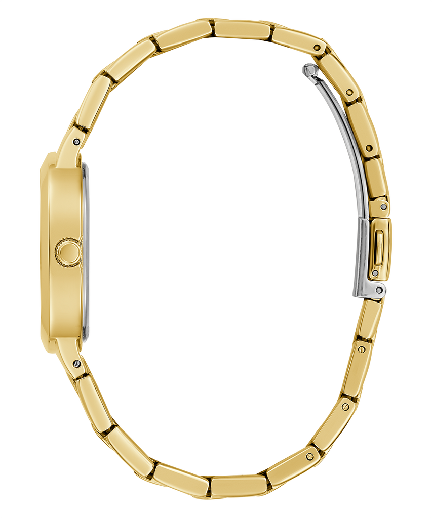 Guess Cubed Analog Gold Dial Gold Steel Strap Watch For Women - GW0606L2