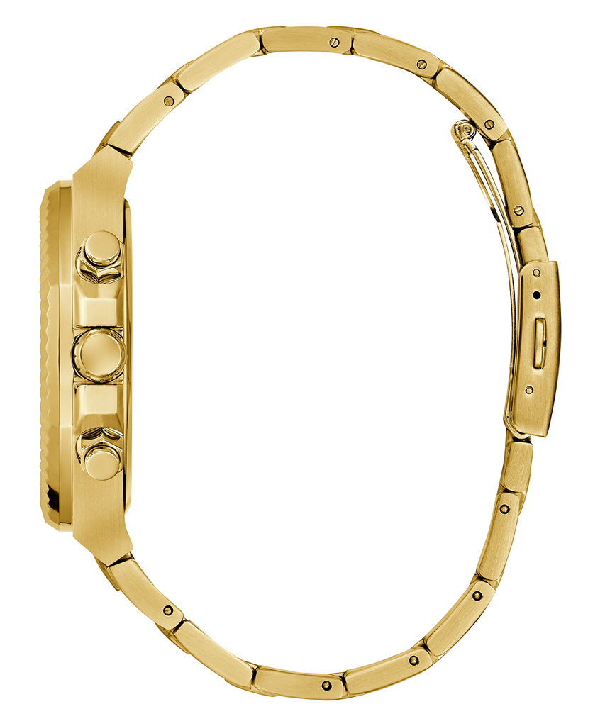 Guess Equity Multifunction Black Dial Gold Steel Strap Watch For Men - GW0703G5