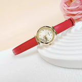 Guess Trend Dragon Gold Dial Red Leather Strap Watch For Women - GW0646L1