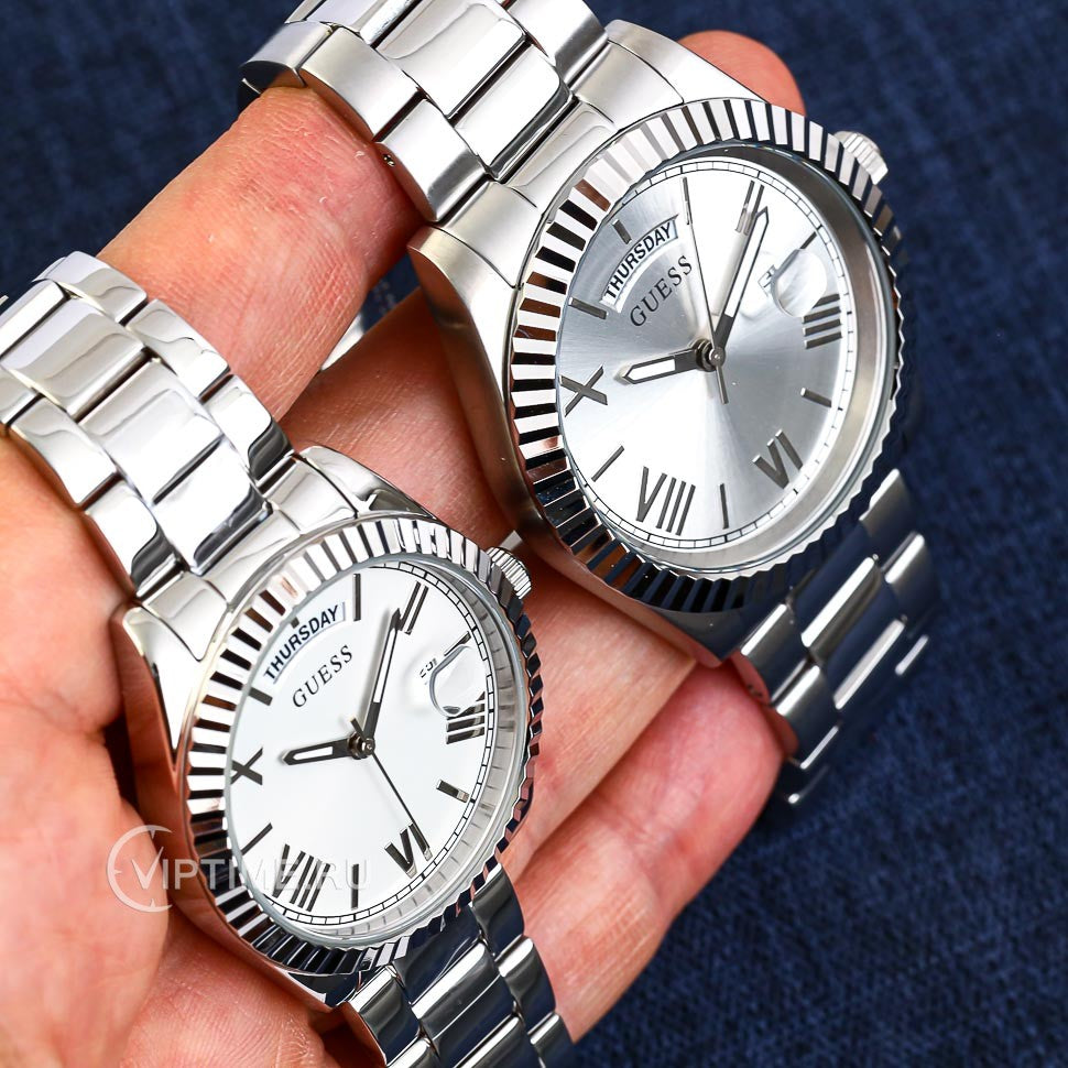 Guess Connoisseur Silver Dial Silver Steel Strap Watch for Men - GW0265G6