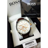 Hugo Boss Driver Quartz Silver Dial Brown Leather Strap Watch For Men - HB1512881