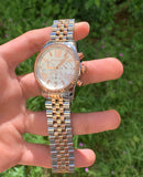 Michael Kors Lexington Chronograph Silver Dial Two Tone Steel Strap Watch for Women - MK5735