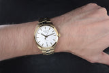 Tissot T Classic PR 100 Quartz White Dial Gold Steel Strap Watch for Men - T101.410.33.031.00