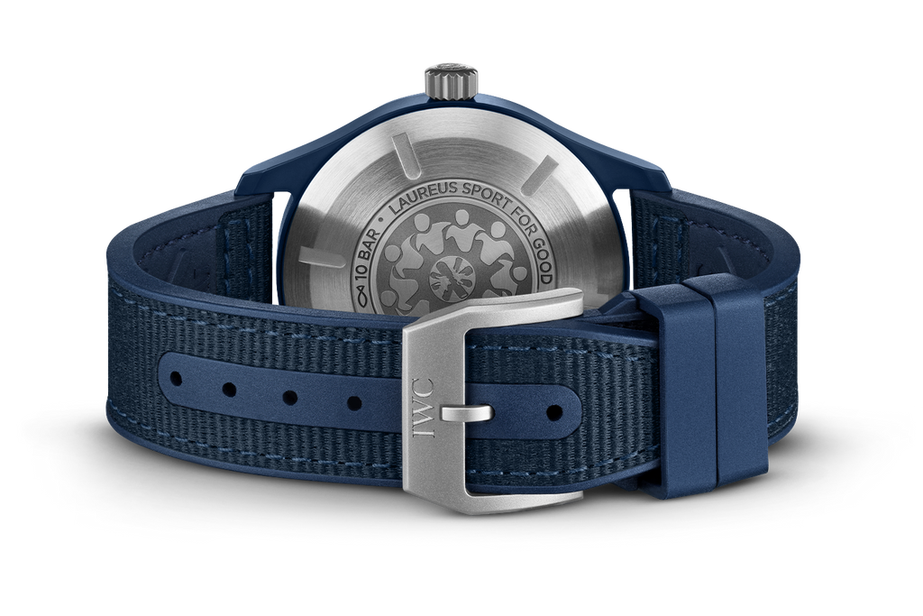 IWC Pilot’s Watch Automatic "Laureus Sport for Good" Edition Blue Dial Blue Nylon Strap Watch for Men - IW328101