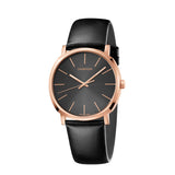Calvin Klein Posh Grey Dial Black Leather Strap Watch for Men - K8Q376C3