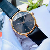 Calvin Klein Posh Black Dial Black Leather Strap Watch for Men - K8Q316C3