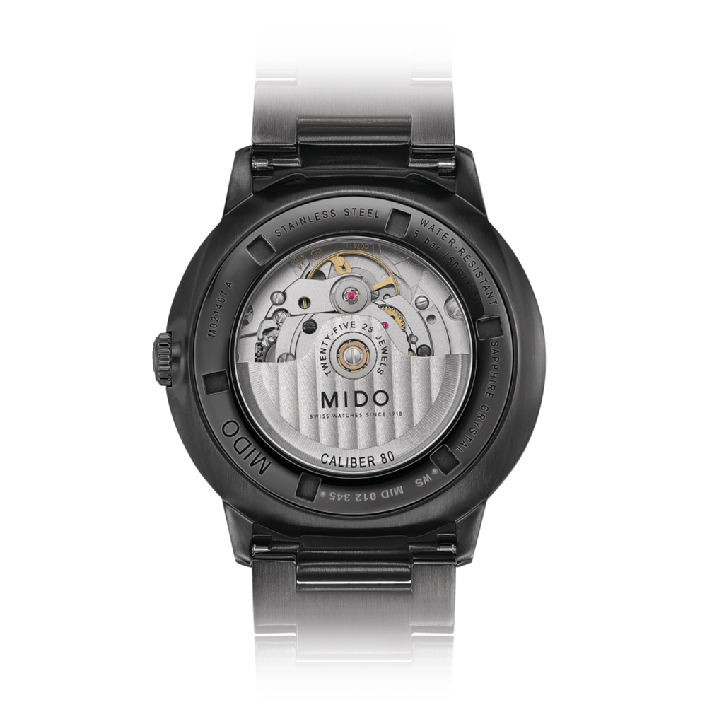 Mido Commander II Automatic Gradient Black Dial Black Steel Strap Watch For Men - M021.407.33.411.00