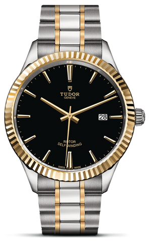 Tudor Style Automatic Black Dial Two Tone Steel Strap Watch for Men - M12713-0005