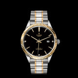 Tudor Style Automatic Diamonds Black Dial Two Tone Steel Strap Watch for Men - M12713-00011