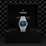 Tudor Royal Automatic Diamonds Blue Dial Silver Steel Strap Watch for Men - M28600-0006