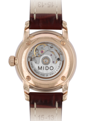 Mido Baroncelli III Automatic White Dial Brown Leather Strap Watch For Women - M7600.3.26.8