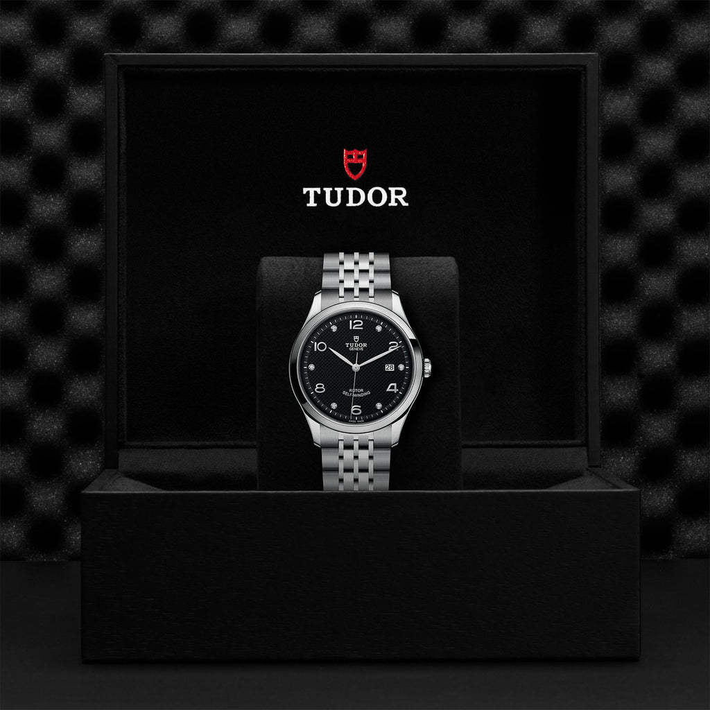 Tudor 1926 Automatic Diamonds Black Dial Silver Steel Strap Watch for Men - M91650-0004