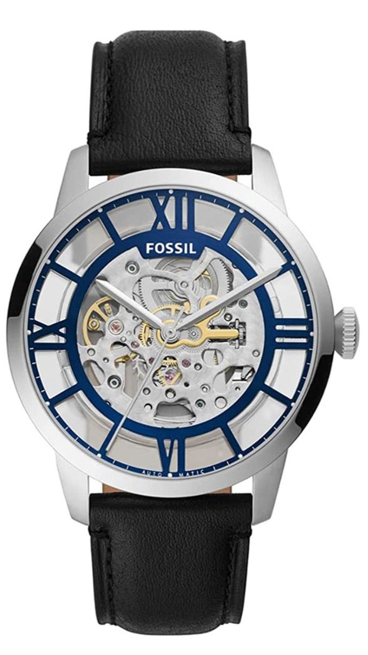 Fossil Townsman Automatic Skeleton Blue Dial Black Leather  display picture 2