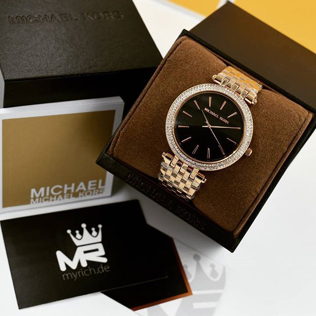 Mhichael Kors Darci Black Dial Rose Gold Steel Strap Watch for Women - MK3402