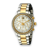 Michael Kors Brinkley Chronograph Silver Dial Two Tone Steel Strap Watch for Women - MK6188