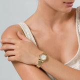 Michael Kors Lexington Quartz Silver Dial Gold Steel Strap Watch For Women - MK3229